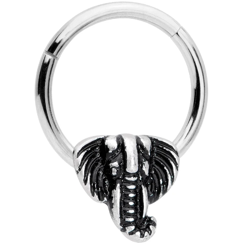Stylish and Bold Lip Rings16 Gauge 3/8 Elephant Head Hinged Segment Ring
