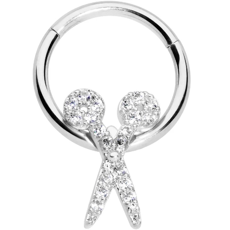 Stunning Nose Rings for All Styles -16 Gauge 3/8 Clear CZ Gem Scissors Hinged Segment Ring Stunning Nose Rings for All Styles -16 Gauge 3/8 Clear CZ Gem Scissors Hinged Segment Ring