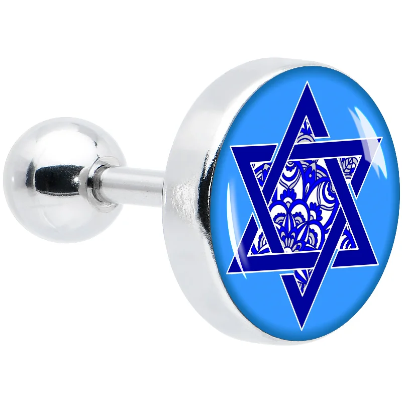 Women's Earrings – Elegant Designs for Every Personality--16 Gauge 1/4 Floral Star of David Tragus Cartilage Earring Women's Earrings – Elegant Designs for Every Personality--16 Gauge 1/4 Floral Star of David Tragus Cartilage Earring