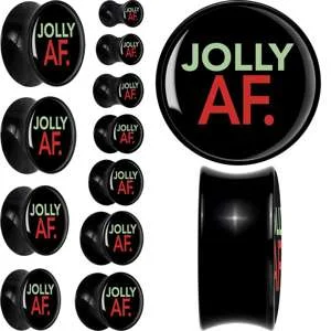 Women's Earrings – Elegant Designs for Every Personality--Jolly AF Festive Holiday Christmas Acrylic Saddle Plug Set Women's Earrings – Elegant Designs for Every Personality--Jolly AF Festive Holiday Christmas Acrylic Saddle Plug Set