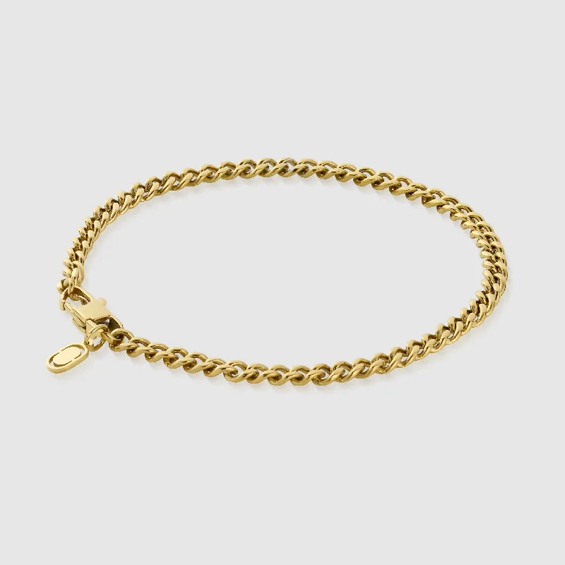 Men's Bracelets with Tribal Patterns-Cuban Bracelet (Gold) 4mm