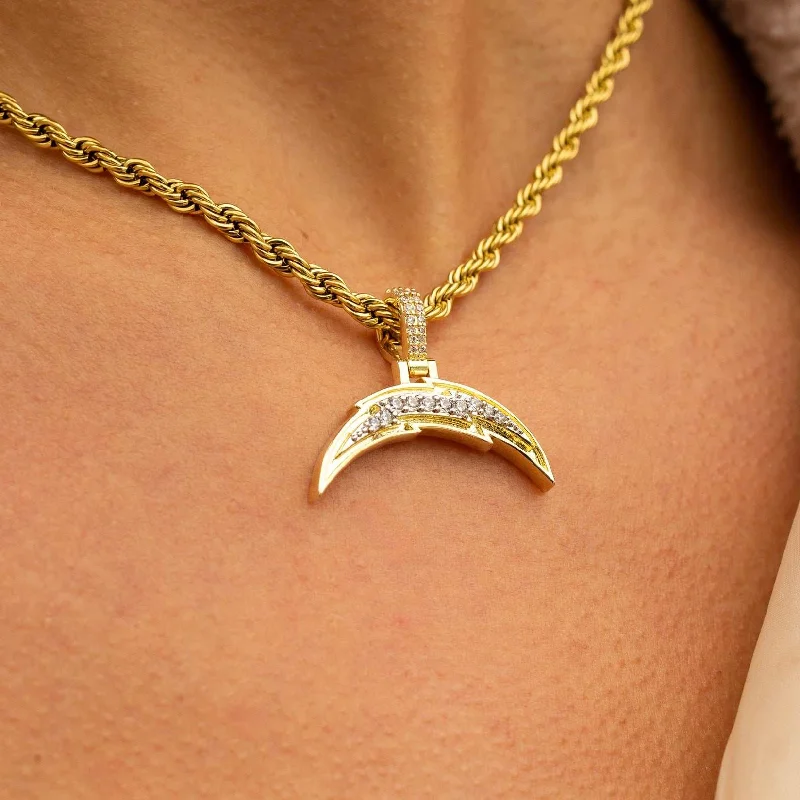 Shop Classic Women's Necklaces & Pendants with a Modern Twist-Los Angeles Chargers Official NFL Micro Logo Pendant - Yellow Gold Shop Classic Women's Necklaces & Pendants with a Modern Twist-Los Angeles Chargers Official NFL Micro Logo Pendant - Yellow Gold