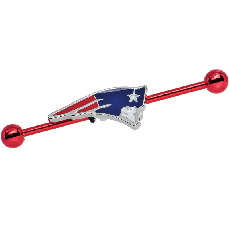 Women's Earrings – Elegant Designs for Every Personality--Licensed NFL Red New England Patriots Industrial Barbell 38mm