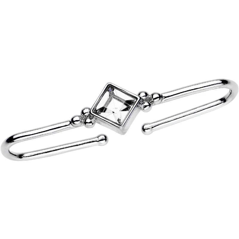 Women's Earrings – Elegant Designs for Every Personality--Clear Gem Rhombus Illusion Non Pierced Industrial Barbell Women's Earrings – Elegant Designs for Every Personality--Clear Gem Rhombus Illusion Non Pierced Industrial Barbell