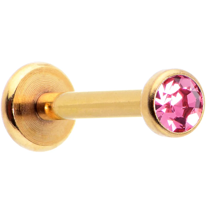 Silver Lip Rings for Cool, Clean Look16 Gauge 5/16 Pink Gem Gold Tone Threadless Labret Monroe Tragus