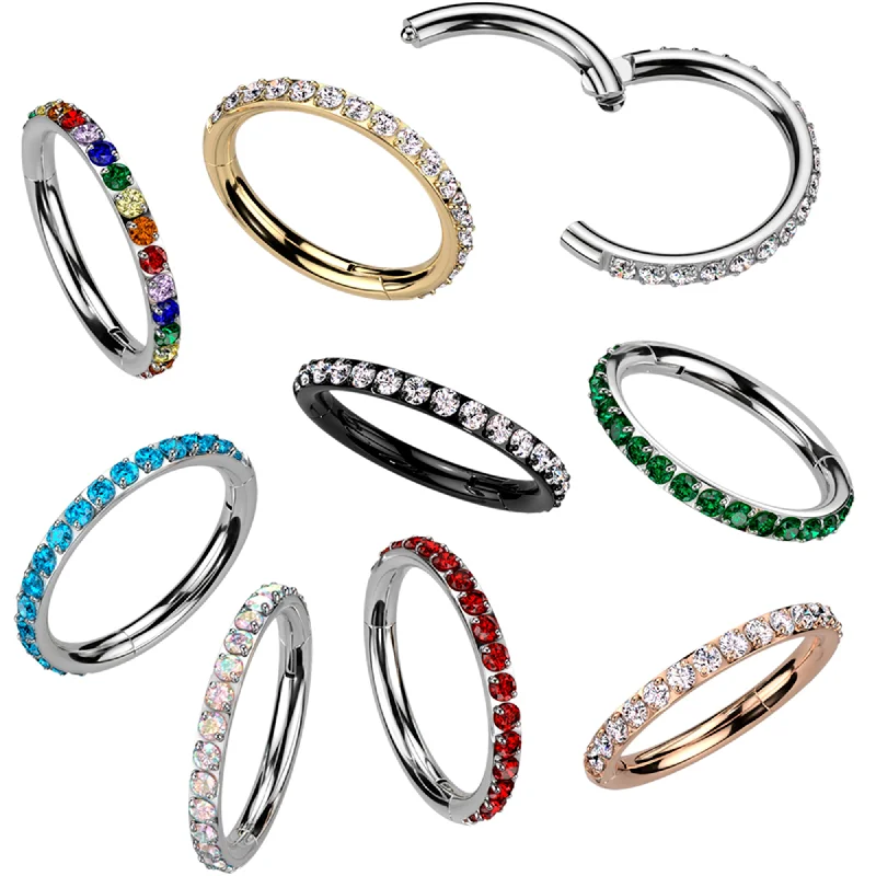 Nose Rings for Creative Jewelry Styles -Micro Gem Titanium Hinged Nose Hoop