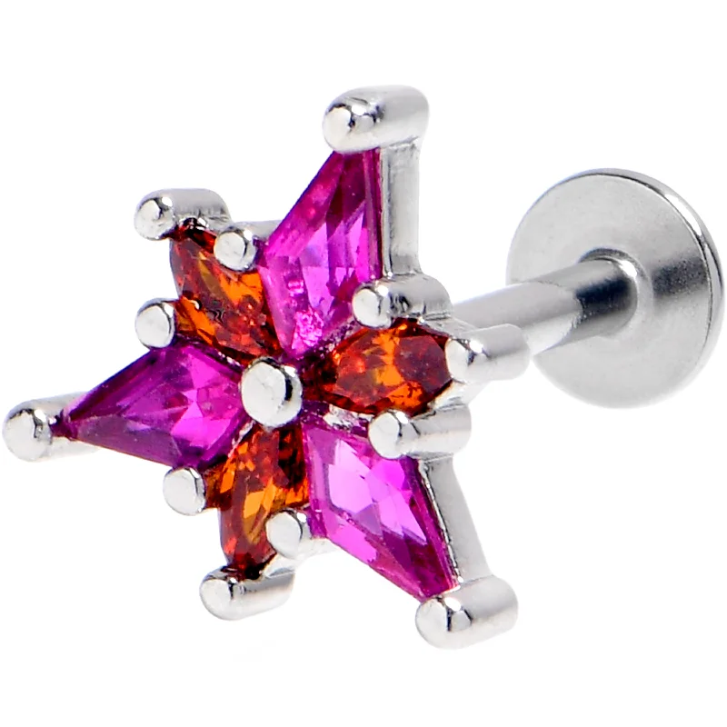 Women's Earrings – Elegant Designs for Every Personality--16 Gauge 1/4 Pink Orange Gem Abstract Fire Labret Women's Earrings – Elegant Designs for Every Personality--16 Gauge 1/4 Pink Orange Gem Abstract Fire Labret