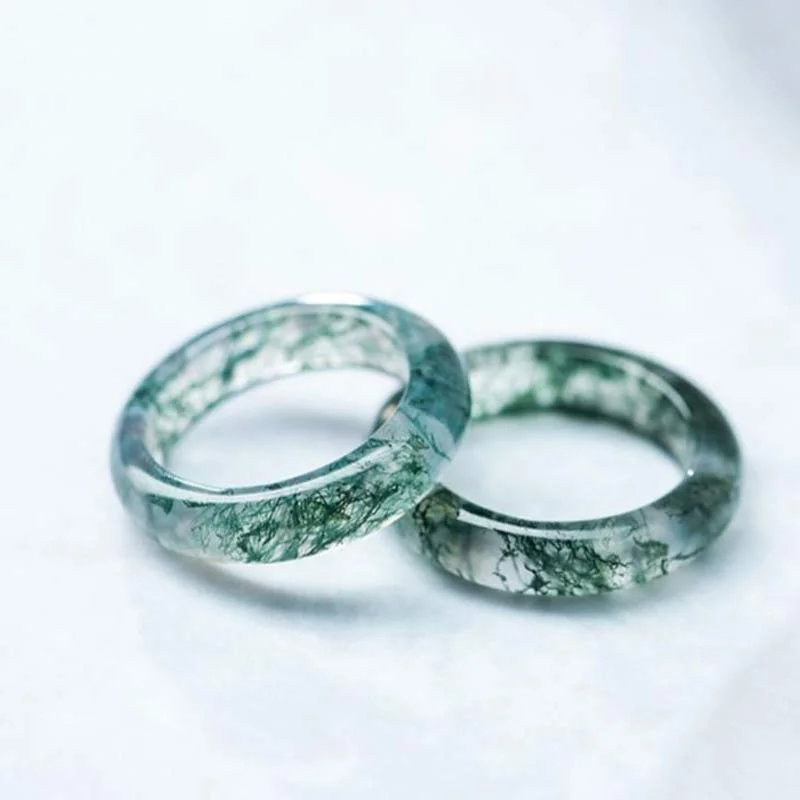 Chic Women's Rings for Fashion-Forward Looks-Buddha Stones Moss Agate Healing Balance Ring