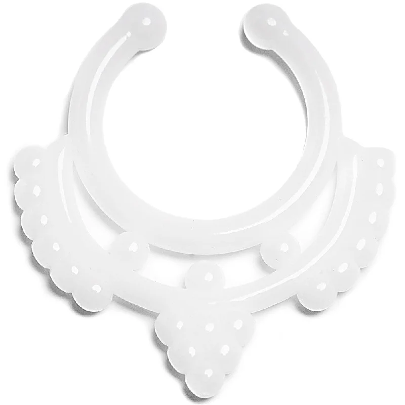 Nose Rings with Personalized Engraving -White Acrylic Fruit on the Vine Clip On Fake Septum Ring Nose Rings with Personalized Engraving -White Acrylic Fruit on the Vine Clip On Fake Septum Ring