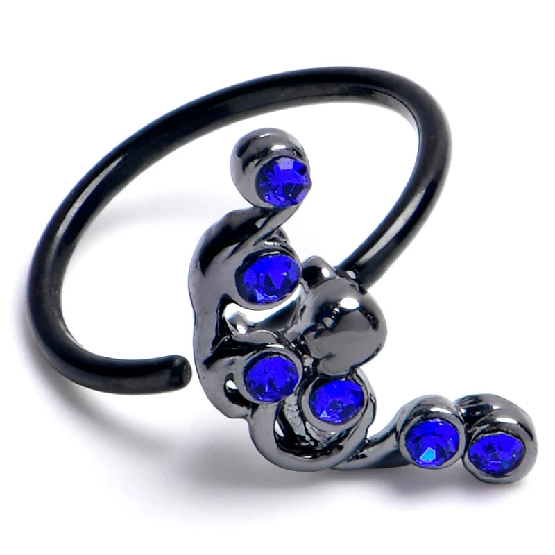 Nose Rings with Butterfly Charms -20 Gauge 5/16 Blue Gem Black Scrolling Elegance Nose Hoop Nose Rings with Butterfly Charms -20 Gauge 5/16 Blue Gem Black Scrolling Elegance Nose Hoop