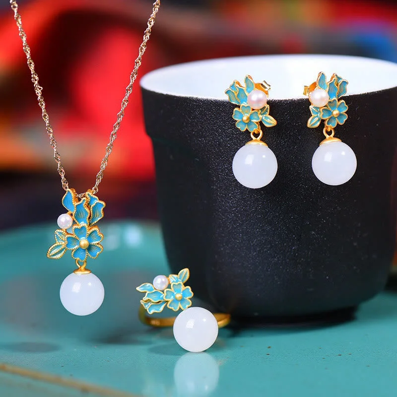 Women's Earrings – Elegant Designs for Every Personality--Buddha Stones White Jade 925 Sterling Silver Pearl Flower Blessing Necklace Pendant Ring Earrings Women's Earrings – Elegant Designs for Every Personality--Buddha Stones White Jade 925 Sterling Silver Pearl Flower Blessing Necklace Pendant Ring Earrings