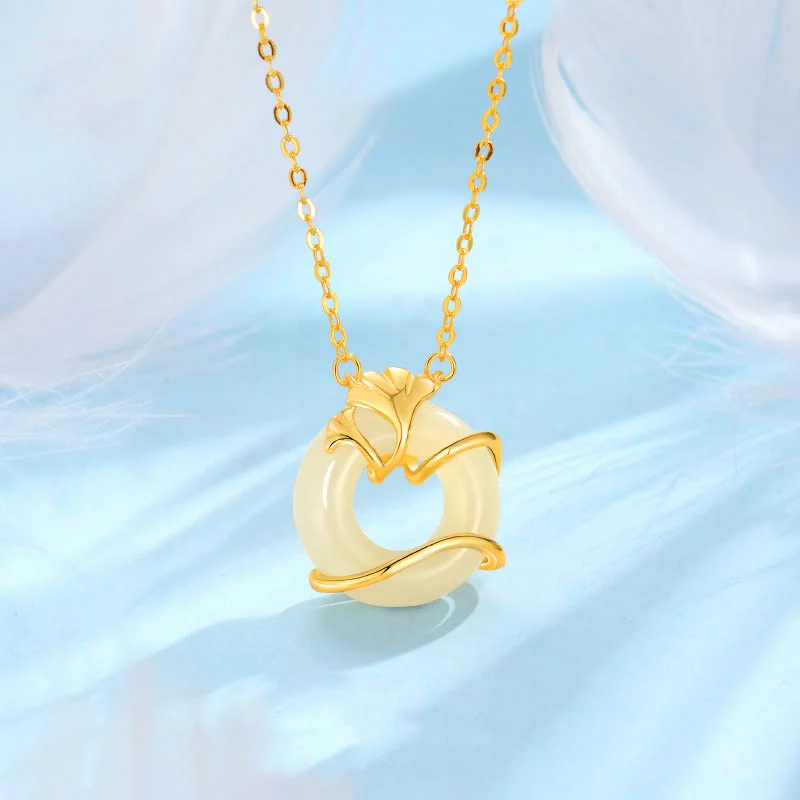 Shop Classic Women's Necklaces & Pendants with a Modern Twist-Buddha Stones Hetian Jade 925 Sterling Silver Peace Buckle Ginkgo Leaf Necklace Pendant Shop Classic Women's Necklaces & Pendants with a Modern Twist-Buddha Stones Hetian Jade 925 Sterling Silver Peace Buckle Ginkgo Leaf Necklace Pendant