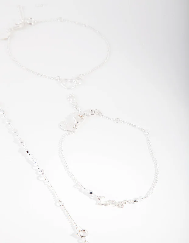 Comfortable Anklets for Relaxed Style-Silver Love U2 The Moon Anklet Bracelet Pack