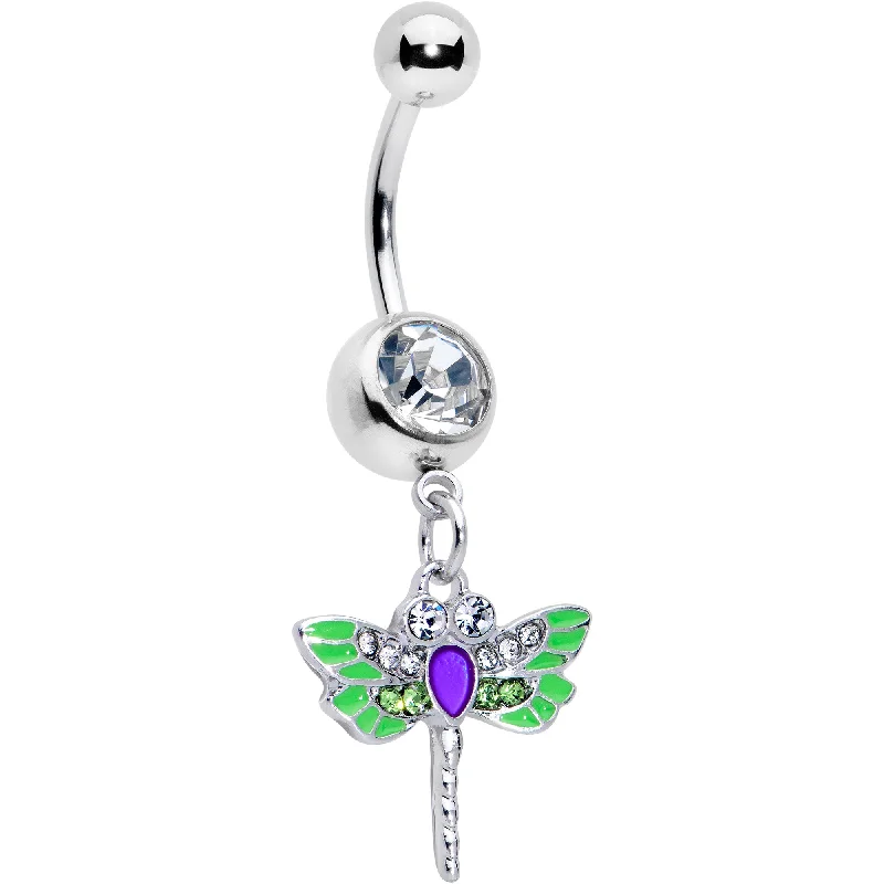 Sparkling Belly Rings with Radiant Stones -Green Clear Gem Bright Dragonfly Blue Dangle Belly Ring Sparkling Belly Rings with Radiant Stones -Green Clear Gem Bright Dragonfly Blue Dangle Belly Ring