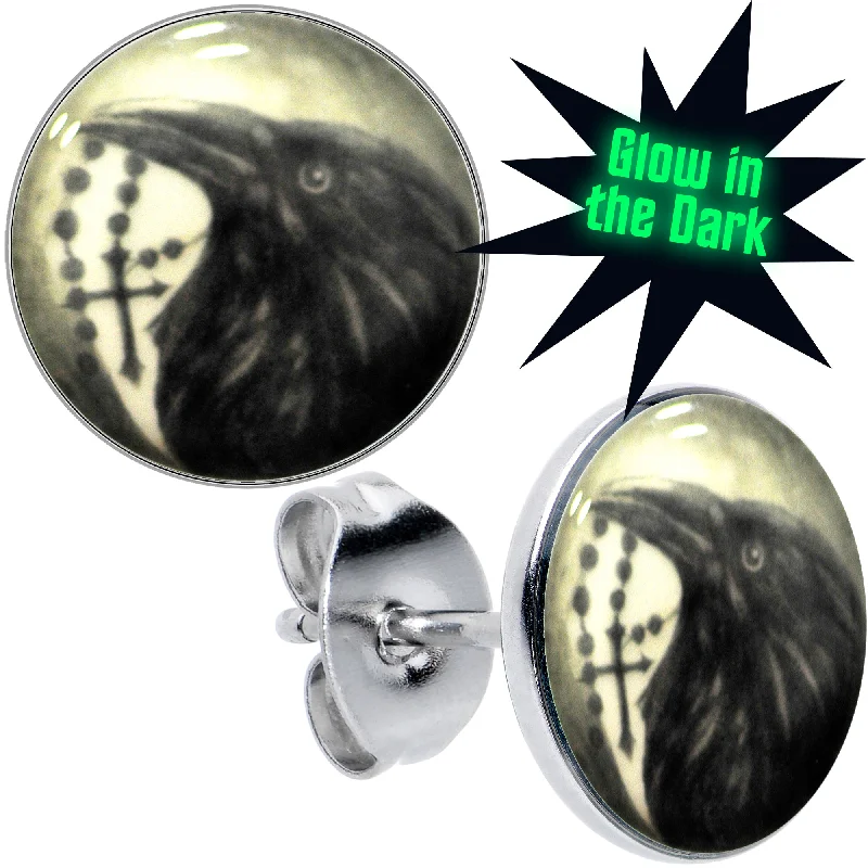 Women's Earrings – Elegant Designs for Every Personality--Raven and Cross Glow in the Dark Stud Earrings Women's Earrings – Elegant Designs for Every Personality--Raven and Cross Glow in the Dark Stud Earrings