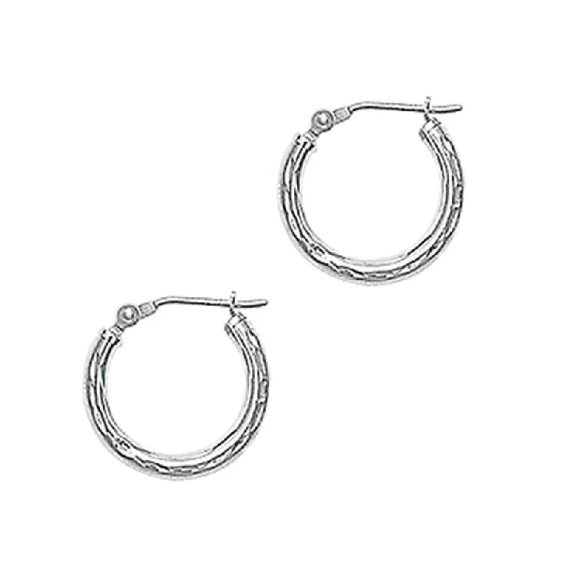Women's Earrings – Elegant Designs for Every Personality--Solid 14KT White Gold 5/8 Inch Twist Pattern Hoop Earrings