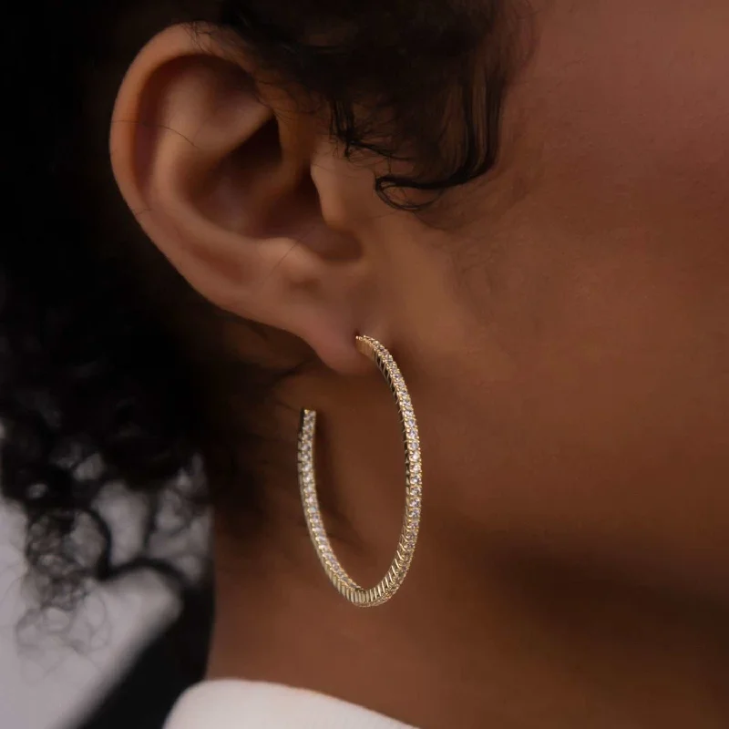 Women's Earrings – Elegant Designs for Every Personality--1mm Gold Stone Hoop Earrings