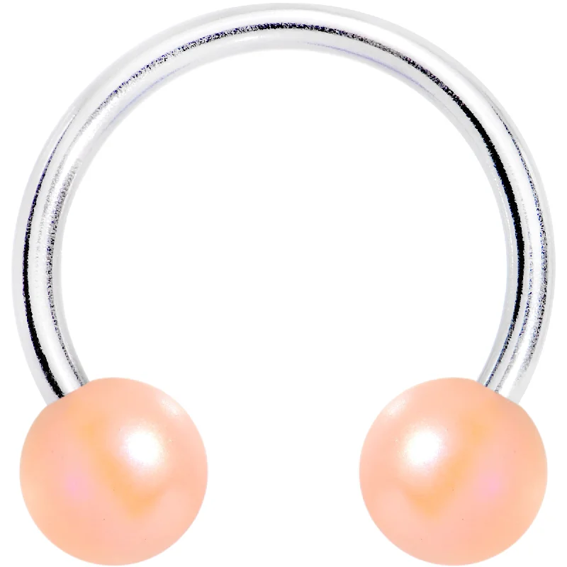 Women's Earrings – Elegant Designs for Every Personality--Matte Iridescent 6mm Peach Acrylic Ball Horseshoe Circular Barbell