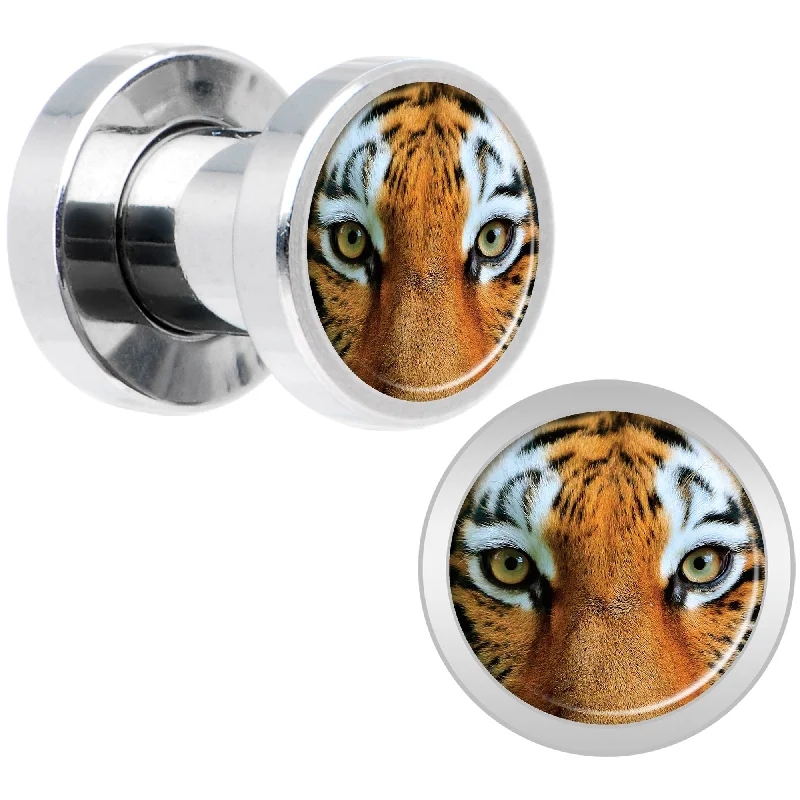 Women's Earrings – Elegant Designs for Every Personality--Full Color Tiger Eyes Steel Screw Fit Plug Set 4 Gauge Women's Earrings – Elegant Designs for Every Personality--Full Color Tiger Eyes Steel Screw Fit Plug Set 4 Gauge