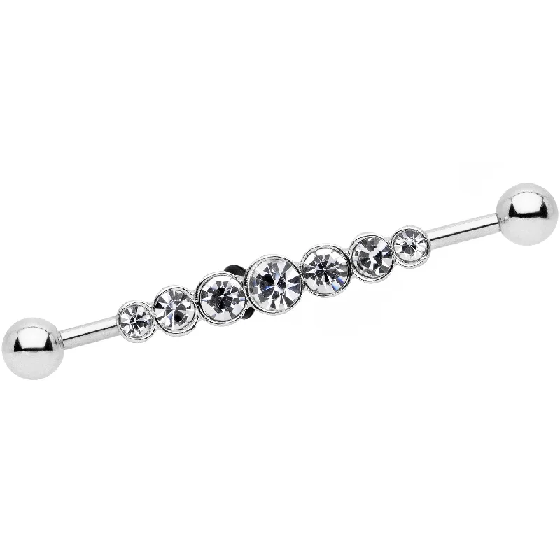 Women's Earrings – Elegant Designs for Every Personality--14 Gauge Clear Gem Super Seven Industrial Barbell 38mm