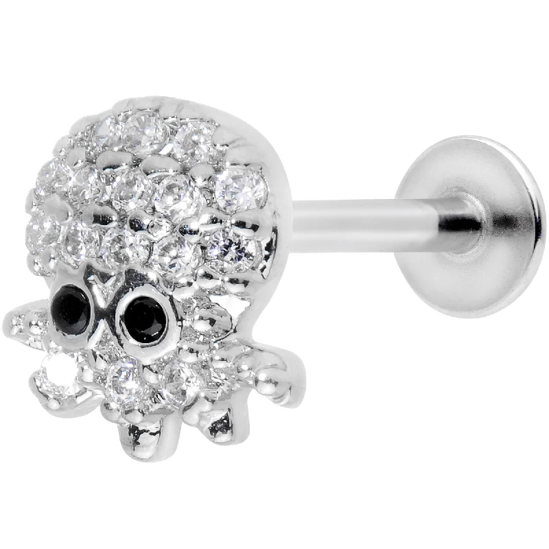 Custom Lip Rings for Unique Looks16 Gauge 5/16 Clear Black CZ Gem Octopus Internally Threaded Labret