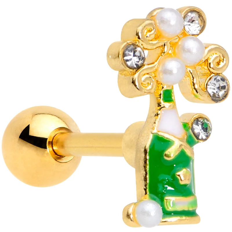 Women's Earrings – Elegant Designs for Every Personality--16 Gauge 1/4 Clear Gem Gold Tone Champagne Cartilage Tragus