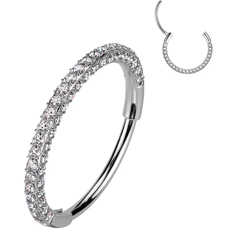 Fashion-Forward Nose Rings for Bold Styles -20 Gauge Implant Grade Titanium Triple Sided Micro Gem Hinged Nose Hoop (Select Size) Fashion-Forward Nose Rings for Bold Styles -20 Gauge Implant Grade Titanium Triple Sided Micro Gem Hinged Nose Hoop (Select Size)