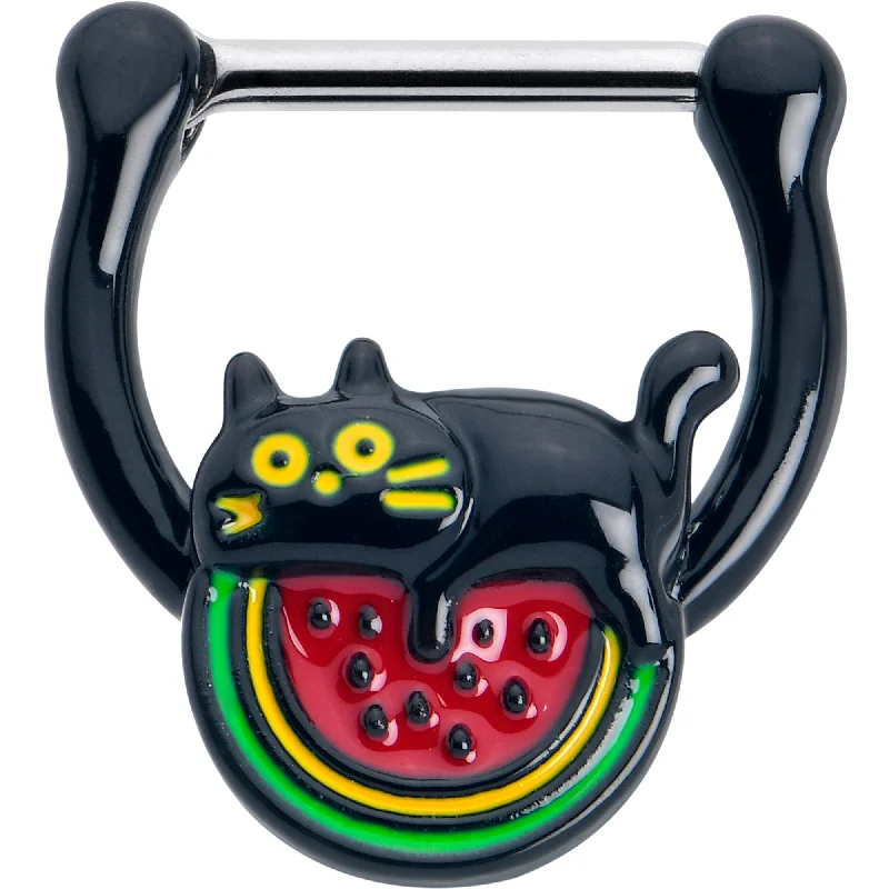 Women's Earrings – Elegant Designs for Every Personality--16 Gauge 5/16 Watermelon Cat Love Cartilage Clicker Ring