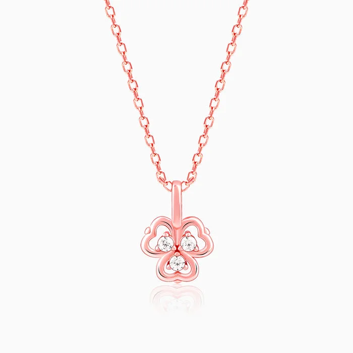 Shop Classic Women's Necklaces & Pendants with a Modern Twist-Rose Gold Three Leaf Clover Pendant With Link Chain Shop Classic Women's Necklaces & Pendants with a Modern Twist-Rose Gold Three Leaf Clover Pendant With Link Chain