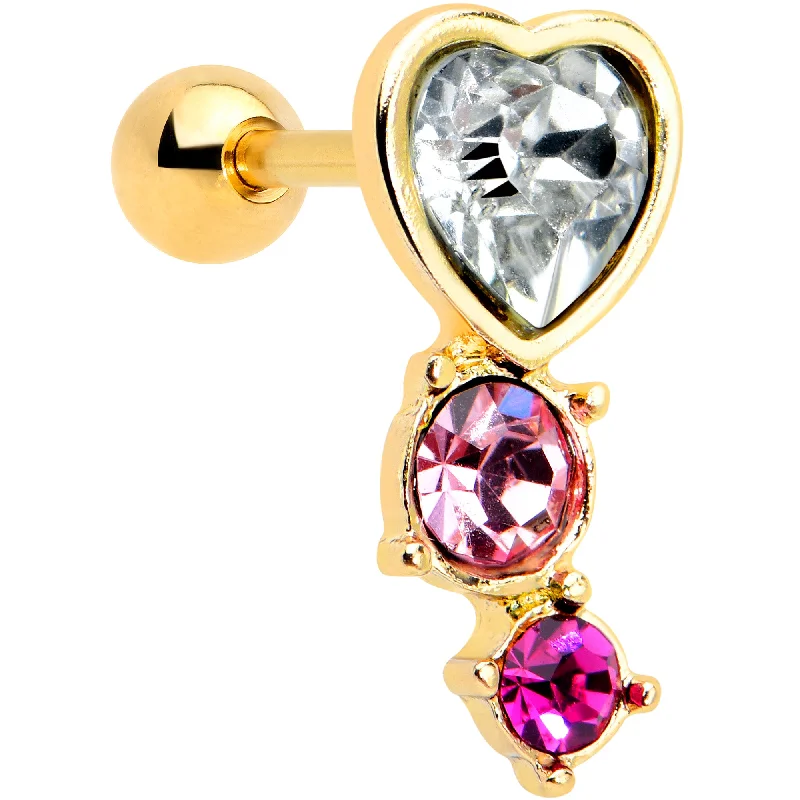 Women's Earrings – Elegant Designs for Every Personality--16 Gauge 1/4 Clear Pink Gem Gold Tone Heart Cartilage Tragus Earring Women's Earrings – Elegant Designs for Every Personality--16 Gauge 1/4 Clear Pink Gem Gold Tone Heart Cartilage Tragus Earring