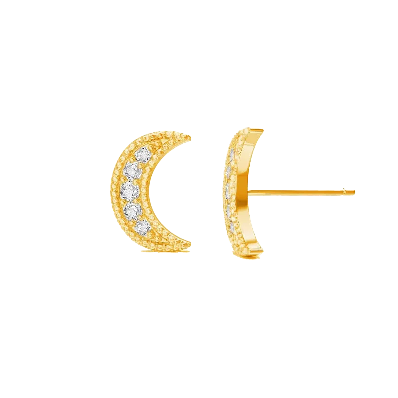 Women's Earrings – Elegant Designs for Every Personality--Diamond Moon Stud Earrings