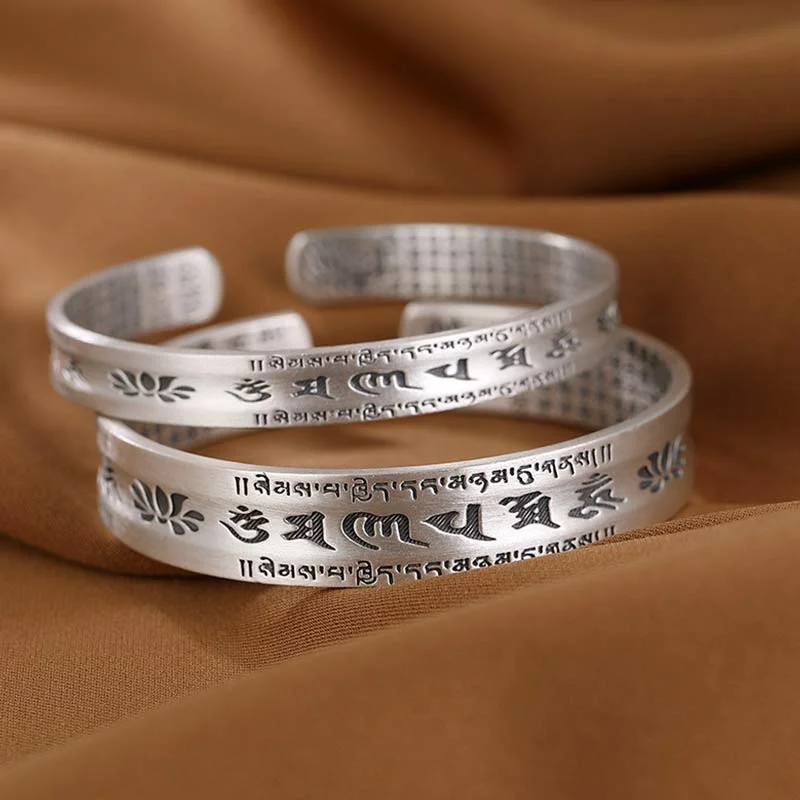 Women's Bangles with Sparkling Crystals-Buddha Stones 999 Sterling Silver Om Mani Padme Hum Lotus Wisdom Bracelet Bangle Women's Bangles with Sparkling Crystals-Buddha Stones 999 Sterling Silver Om Mani Padme Hum Lotus Wisdom Bracelet Bangle