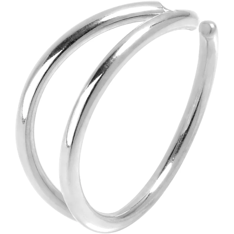 Nose Rings with Red Stones -20 Gauge 5/16 Stainless Steel Double Nose Hoop