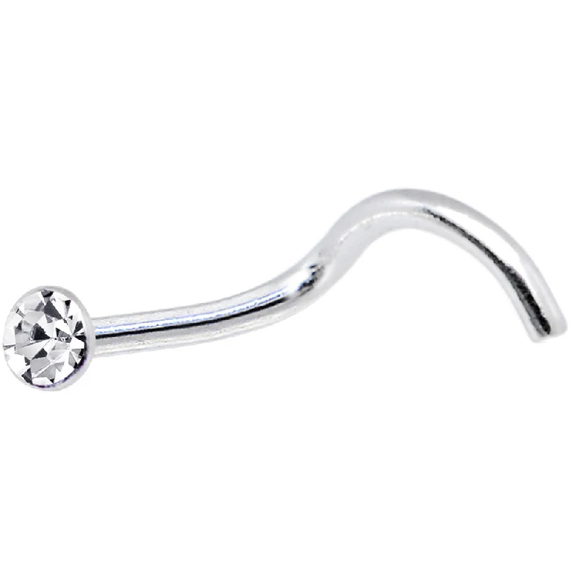 Elegant Nose Rings with Radiant Stones -Sterling Silver 1.4mm Clear Nose Ring Created with Crystals Elegant Nose Rings with Radiant Stones -Sterling Silver 1.4mm Clear Nose Ring Created with Crystals