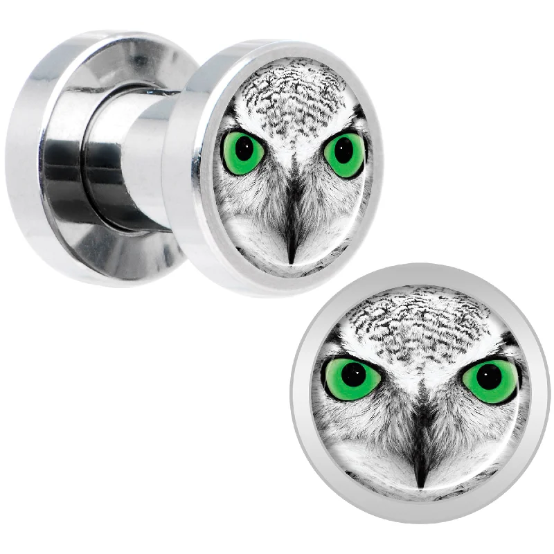 Women's Earrings – Elegant Designs for Every Personality--Black White Owl Steel Screw Fit Plug Set 4 Gauge Women's Earrings – Elegant Designs for Every Personality--Black White Owl Steel Screw Fit Plug Set 4 Gauge