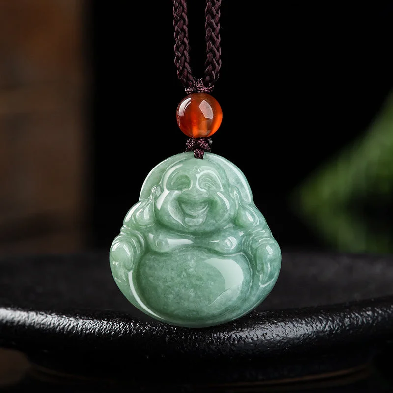 Shop Classic Women's Necklaces & Pendants with a Modern Twist-Buddha Stones Laughing Buddha Cyan Jade Success Necklace String Pendant Shop Classic Women's Necklaces & Pendants with a Modern Twist-Buddha Stones Laughing Buddha Cyan Jade Success Necklace String Pendant