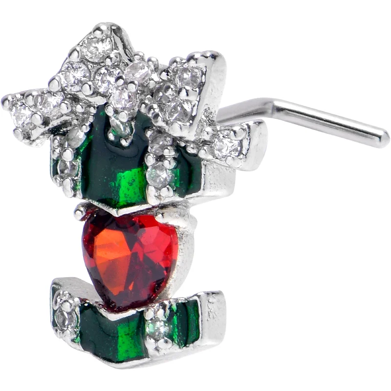 Designer Nose Rings for Luxury -20 Gauge 7mm Red Green Gem Holiday Abstract Heart L Shape Nose Ring Designer Nose Rings for Luxury -20 Gauge 7mm Red Green Gem Holiday Abstract Heart L Shape Nose Ring