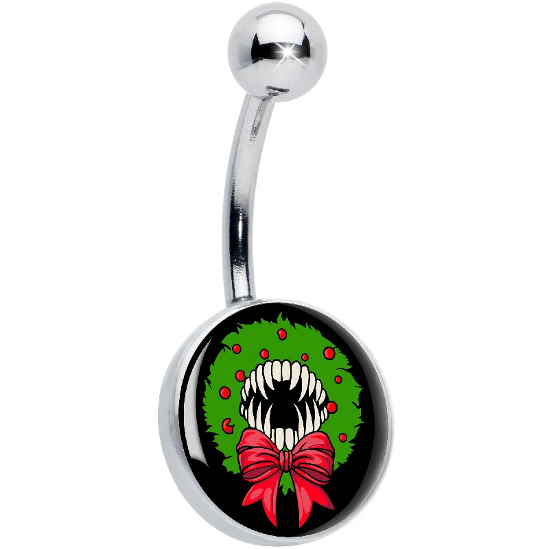 Trendy Belly Rings for Bold Fashionistas -Holiday Vampire Wreath Belly Ring