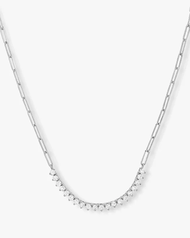 Shop Classic Women's Necklaces & Pendants with a Modern Twist-Not Your Basic Samantha Tennis Necklace - Silver|White Diamondettes Shop Classic Women's Necklaces & Pendants with a Modern Twist-Not Your Basic Samantha Tennis Necklace - Silver|White Diamondettes