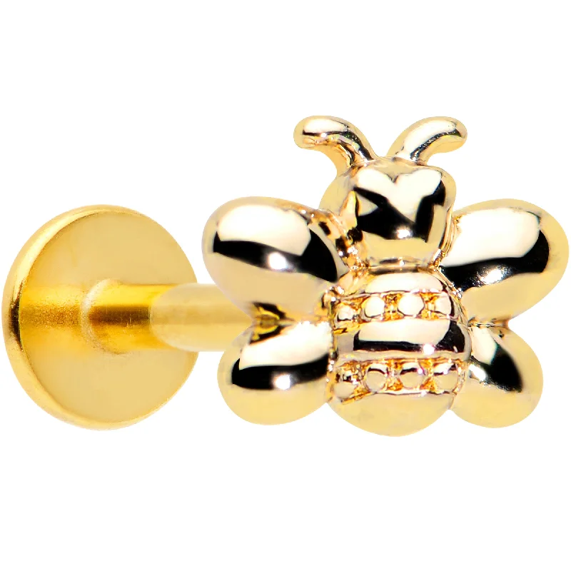 Trendy Lip Rings for Fashion-Forward Look16 Gauge 5/16 Gold Tone Simply Stylish Bee Labret Monroe Tragus