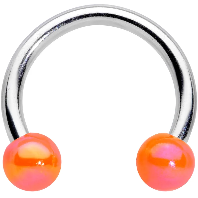 Lip Rings for Edgy Fashion16 Gauge 5/16 Orange Ball Ends Horseshoe Circular Barbell