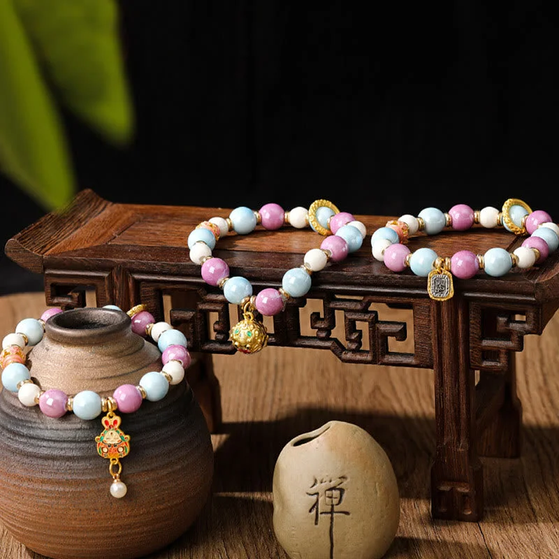 Fashionable Bracelets for Men with Nature Elements-Buddha Stones Tibetan Zakiram Goddess of Wealth Rabbit Lion Head Charm Liuli Glass Incense Ash Porcelain Bead Protection Bracelet Fashionable Bracelets for Men with Nature Elements-Buddha Stones Tibetan Zakiram Goddess of Wealth Rabbit Lion Head Charm Liuli Glass Incense Ash Porcelain Bead Protection Bracelet