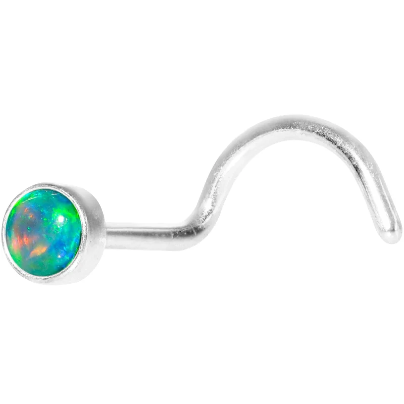 Designer Nose Rings for Exclusive Styles -Green 3mm Synthetic Opal Press Fit Left Nose Screw Designer Nose Rings for Exclusive Styles -Green 3mm Synthetic Opal Press Fit Left Nose Screw