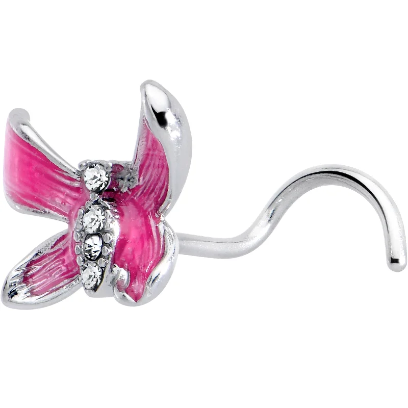 Nose Rings for Bold Personality -20 Gauge 7mm Clear Gem Chunky Butterfly Pink Left Side Nose Screw Nose Rings for Bold Personality -20 Gauge 7mm Clear Gem Chunky Butterfly Pink Left Side Nose Screw