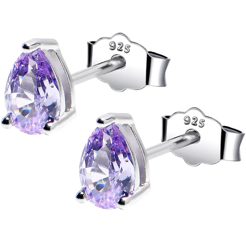 Women's Earrings – Elegant Designs for Every Personality--4mm CZ Pear 925 Sterling Silver June Birthstone Stud Earrings