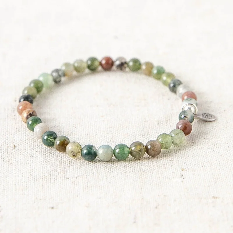 Handcrafted Gemstone Bangles for Women-Indian Agate Energy Bracelet