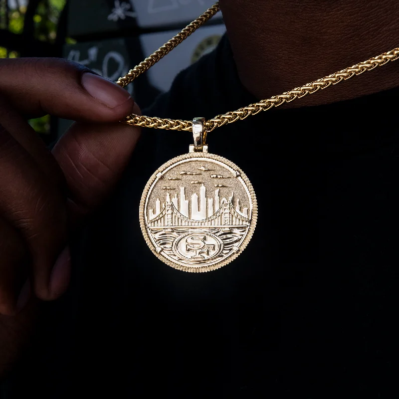 Minimalist Men's Bracelets-San Francisco 49ers Official NFL Coin Pendant