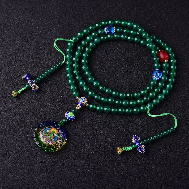 Durable Beaded Bracelets for Men-Buddha Stones 108 Mala Beads Natural Green Agate Bodhisattva Green Tara Manifestation Charm Bracelet Durable Beaded Bracelets for Men-Buddha Stones 108 Mala Beads Natural Green Agate Bodhisattva Green Tara Manifestation Charm Bracelet