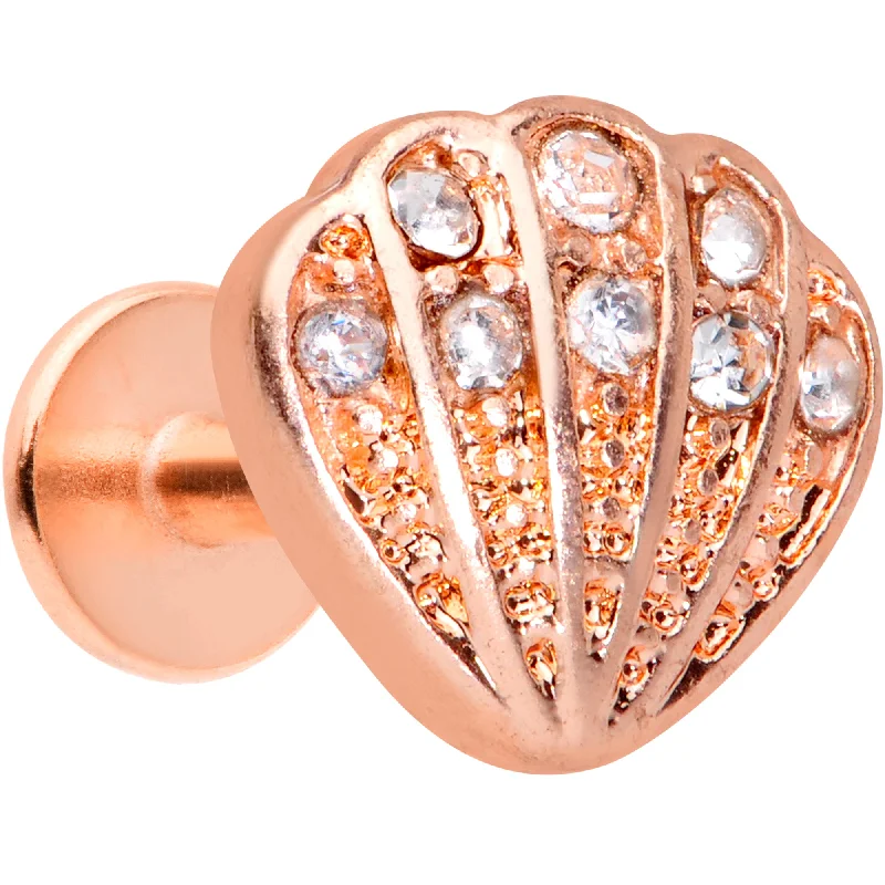 Sparkling Lip Rings for Extra Glam16 Gauge 1/4 Clear Gem Rose Gold Tone Shell Labret Monroe Tragus