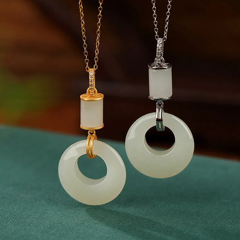 Shop Classic Women's Necklaces & Pendants with a Modern Twist-Buddha Stones 925 Sterling Silver White Jade Peace Buckle Happiness Necklace Pendant Shop Classic Women's Necklaces & Pendants with a Modern Twist-Buddha Stones 925 Sterling Silver White Jade Peace Buckle Happiness Necklace Pendant